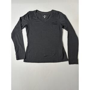 Normcore Segments Womens S 100% Merino Wool Long Sleeve V-Neck Top  Gray